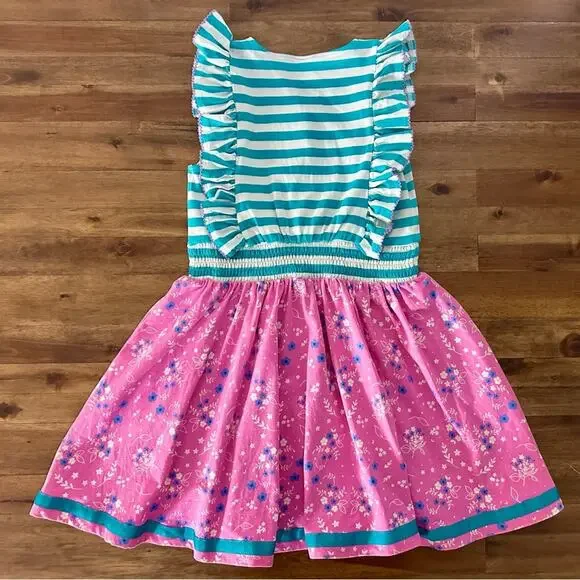 Wildflowers La La Land Jessica Day Dress 12 Green Striped Pink Floral Knit Wildflowers La La Land Jessica Day Dress 12 Green Striped Pink Floral Knit